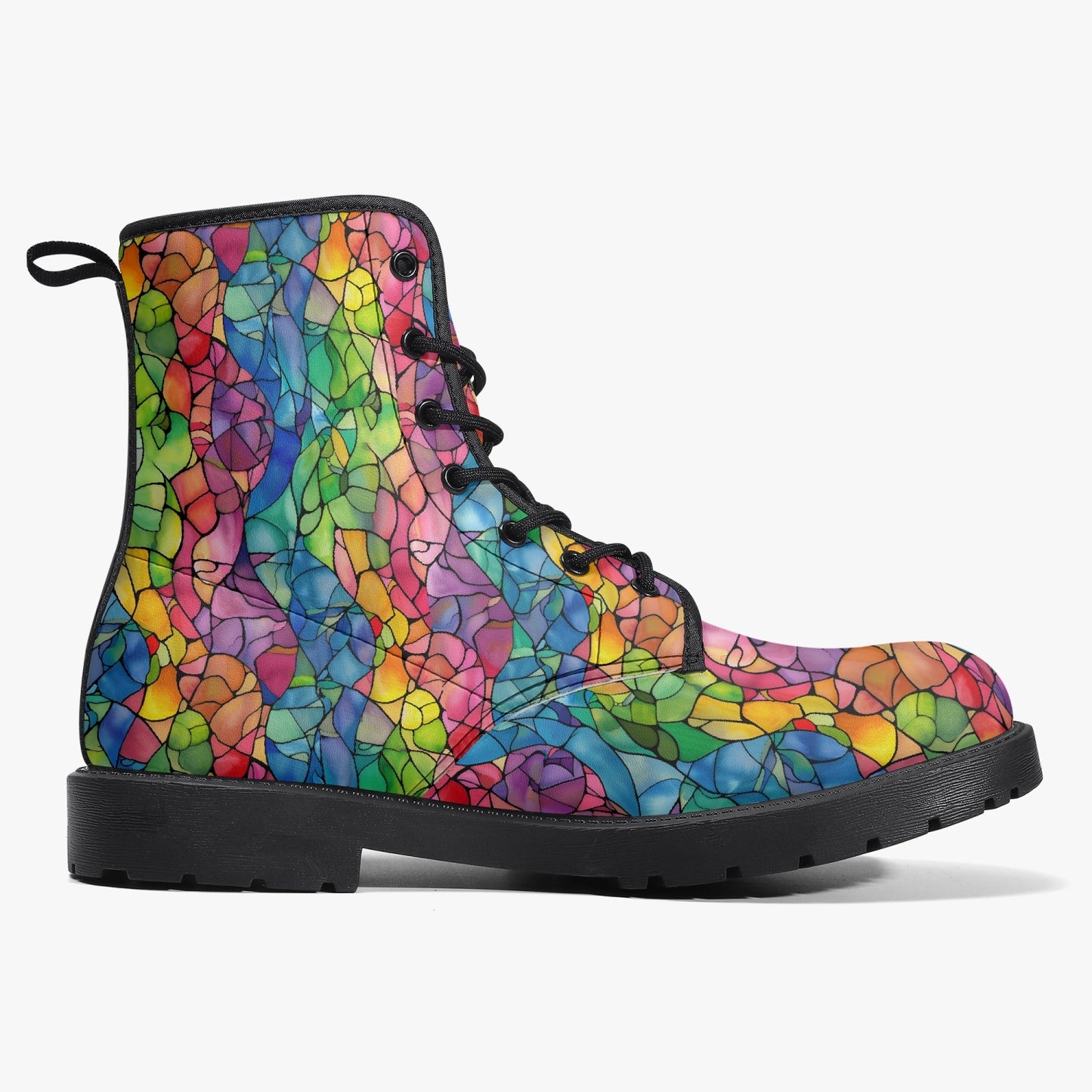 Stained Glass Leather Combat Boots