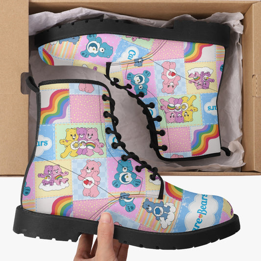 Care Bear Patchwork Leather Combat Boots