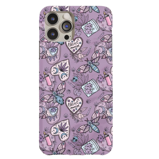 a purple phone case with a pattern on it