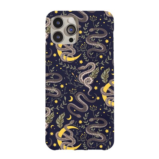 a phone case with a pattern of snakes and stars