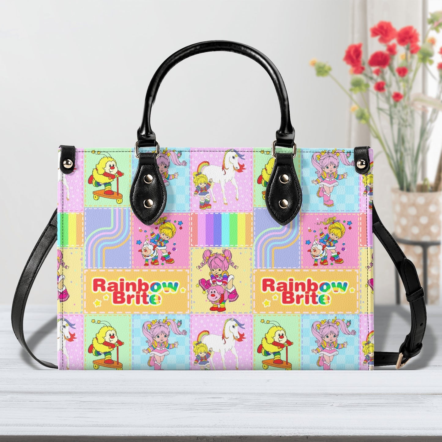 Rainbow Brite Patchwork Luxury Women PU Leather Handbag