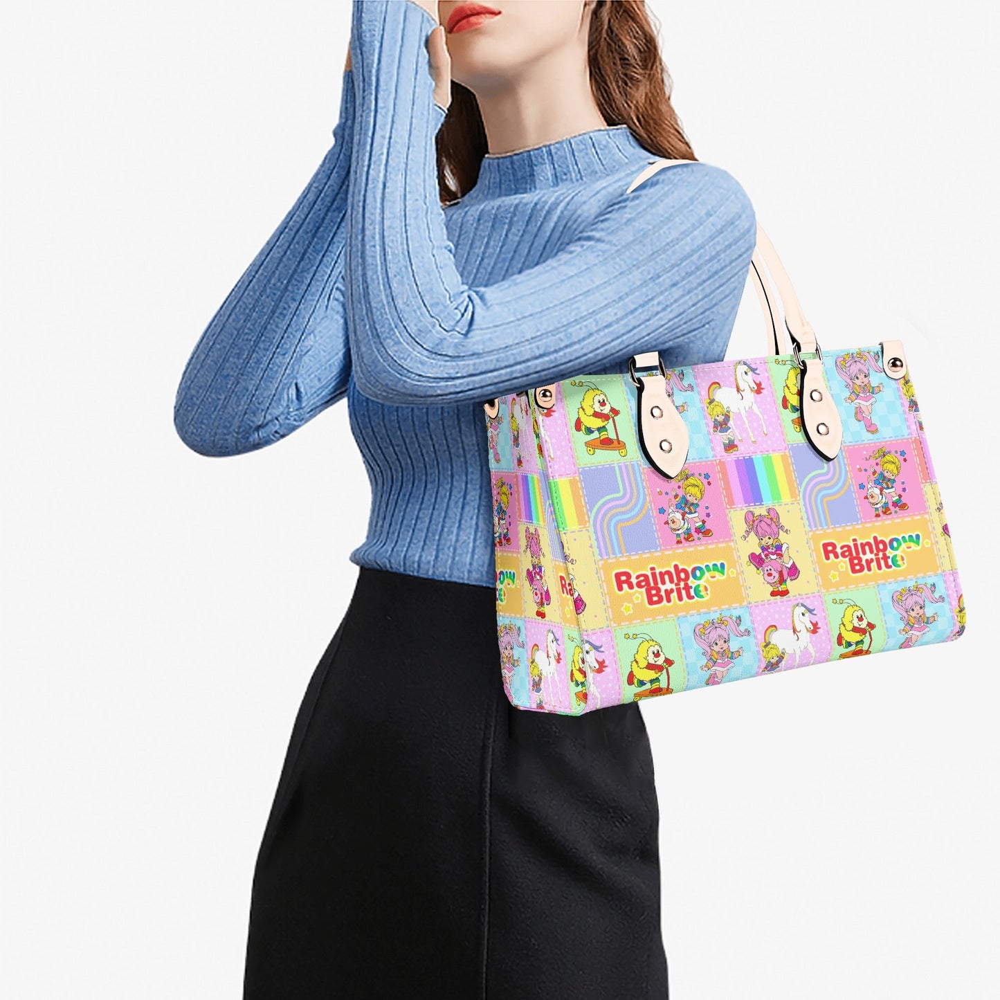 Rainbow Brite Patchwork Luxury Women PU Leather Handbag