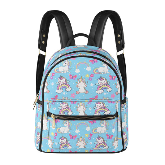 Happy Rainbow Unicorns Mini Leather Backpack