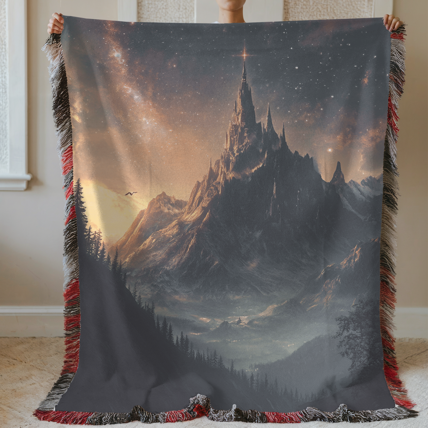 Fantasy Dark Fae Nightmare Court Woven & Sherpa Fleece Blankets