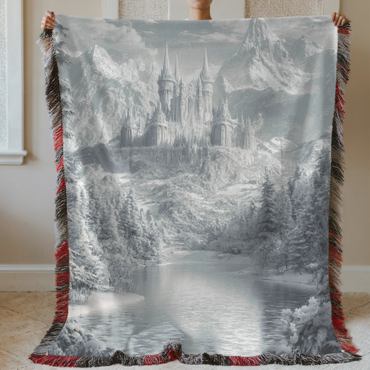 Fantasy Winter Fae Court Woven & Sherpa Fleece Blankets