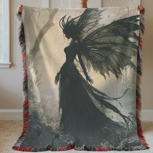 Fantasy Dark Faerie Woven & Sherpa Fleece Blankets