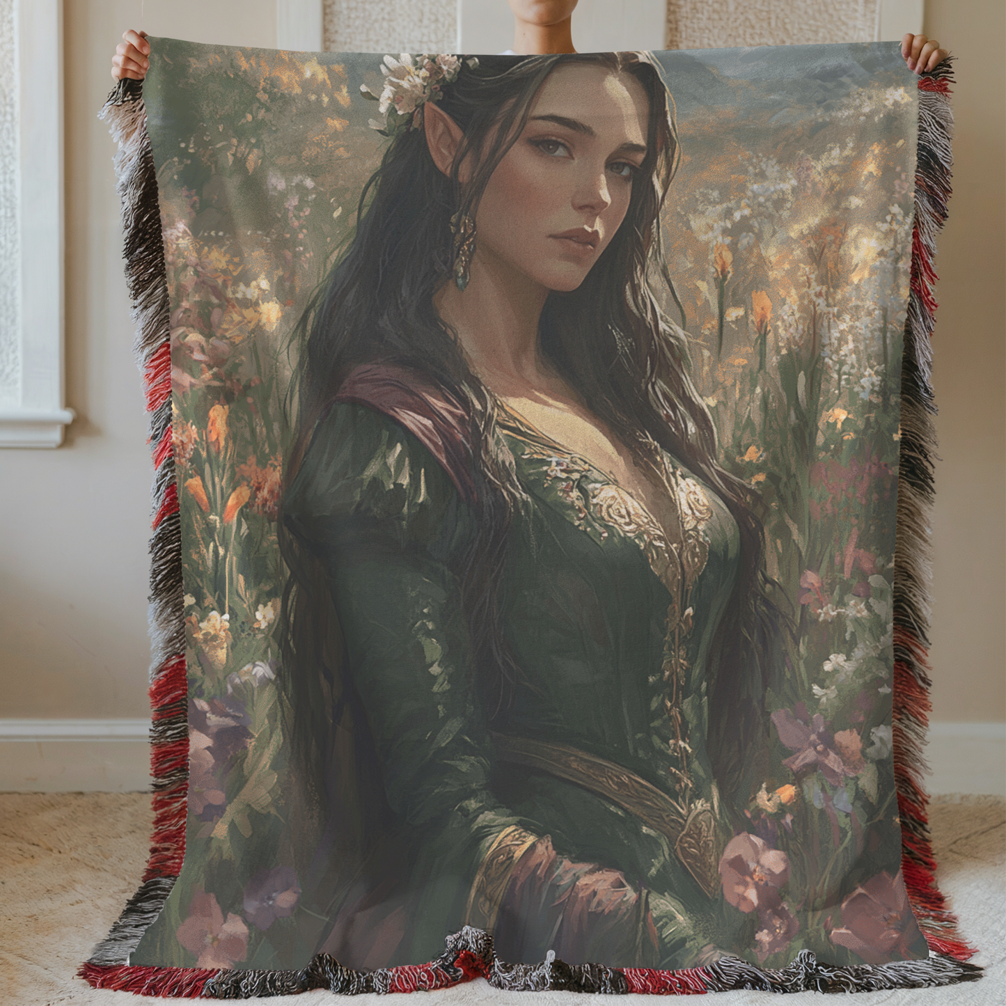 Fantasy Spring Court Fairy Woven & Sherpa Fleece Blankets