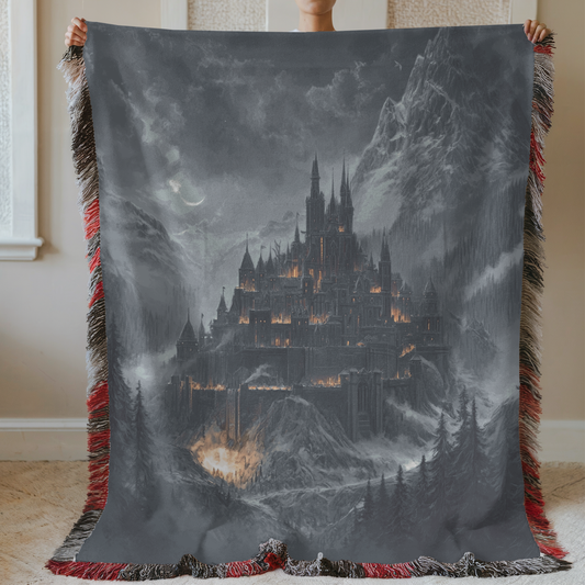 Fantasy Dark Fae Menacing Nightmare Court Woven & Sherpa Fleece Blankets