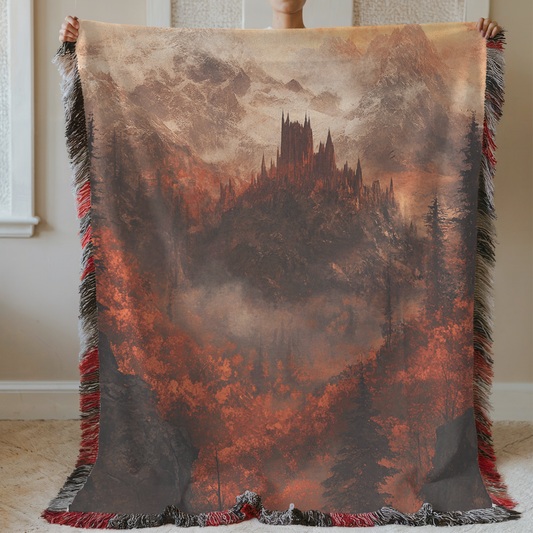 Fantasy Autumn Fae Court Woven & Sherpa Fleece Blankets