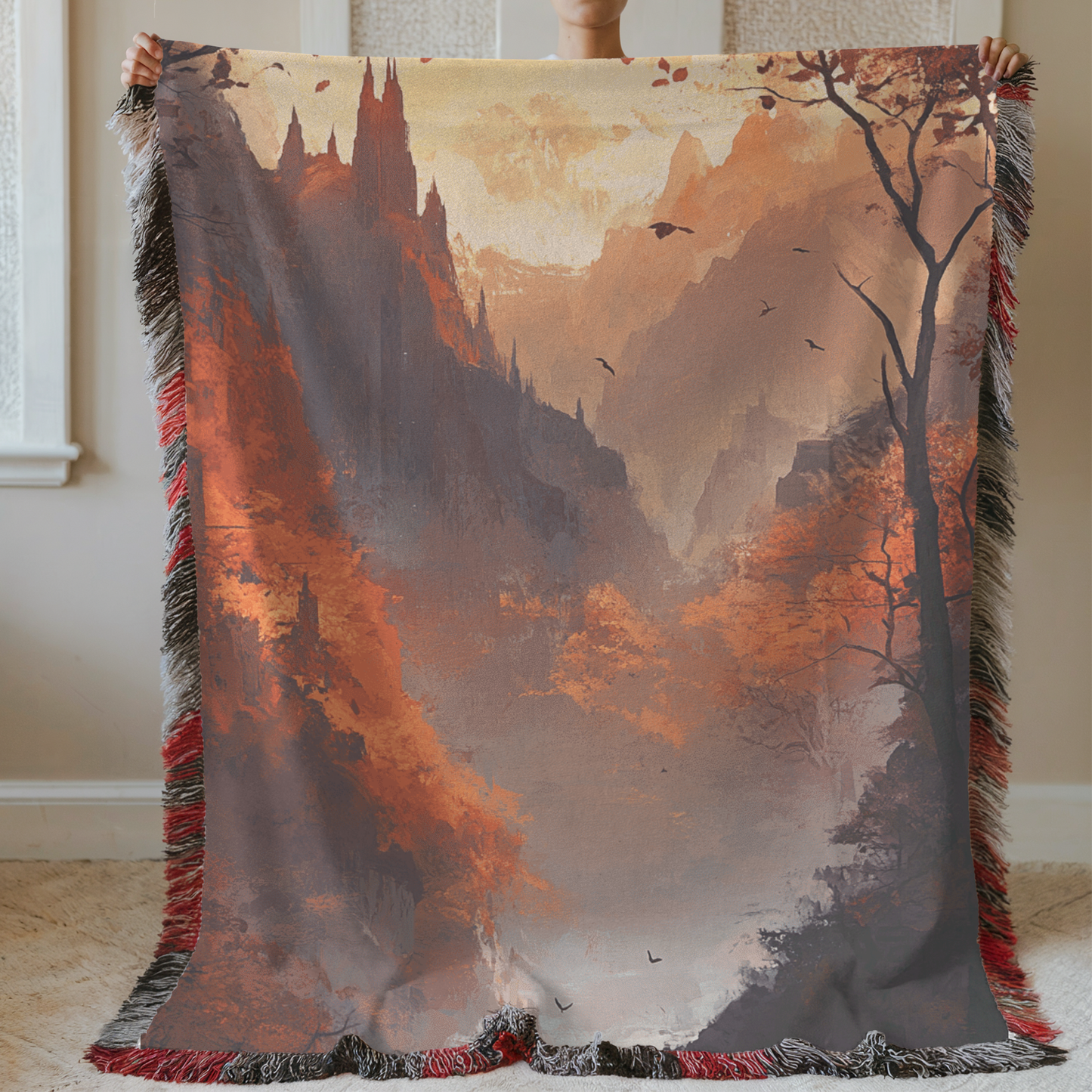 Fantasy Abstract Autumn Court Woven & Sherpa Fleece Blankets