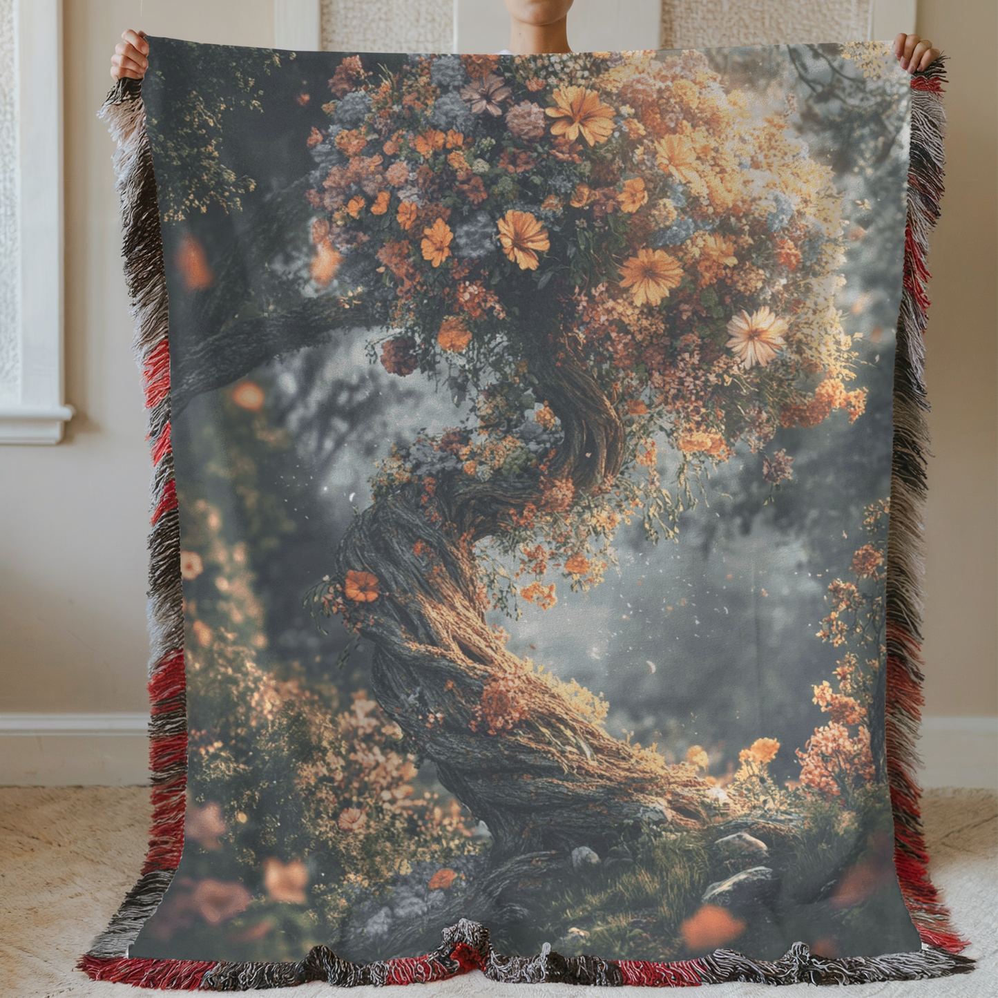 Fantasy Mystical Magical Walking Tree Woven & Sherpa Fleece Blankets