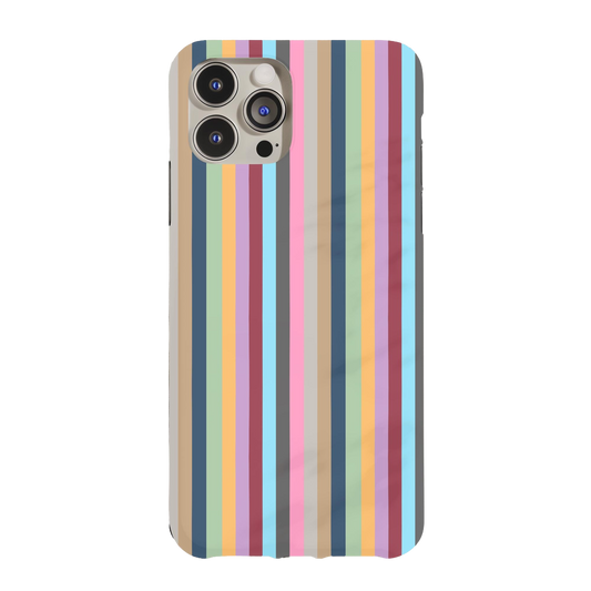 a phone case with multicolored stripes on it