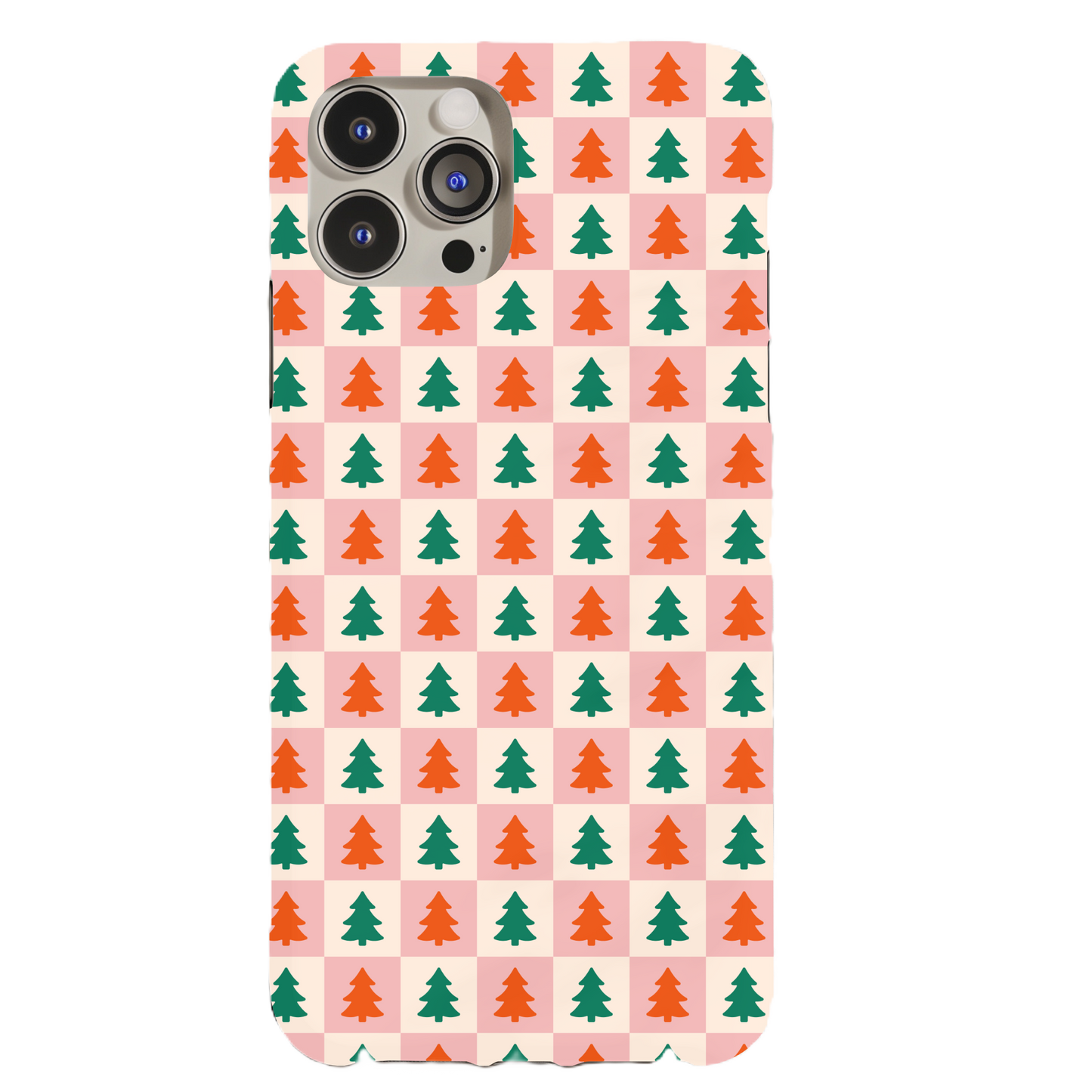 Retro Christmas Tree Checkers Phone Case