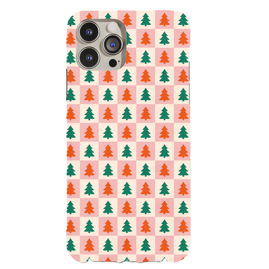 Retro Christmas Tree Checkers Phone Case