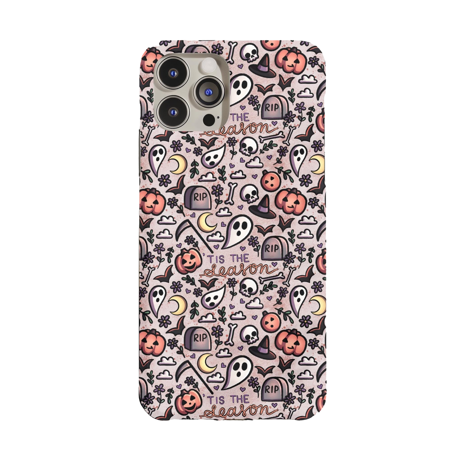 a phone case with skulls and skulls on it