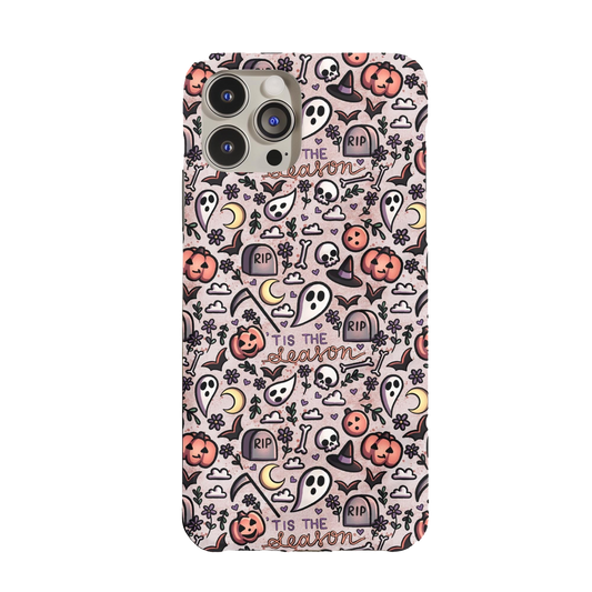 a phone case with skulls and skulls on it