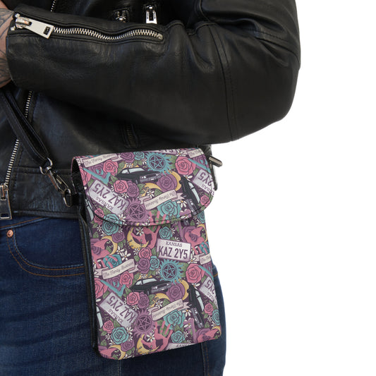 Supernatural Winchester Brothers Floral Cell Phone Wallet Bag