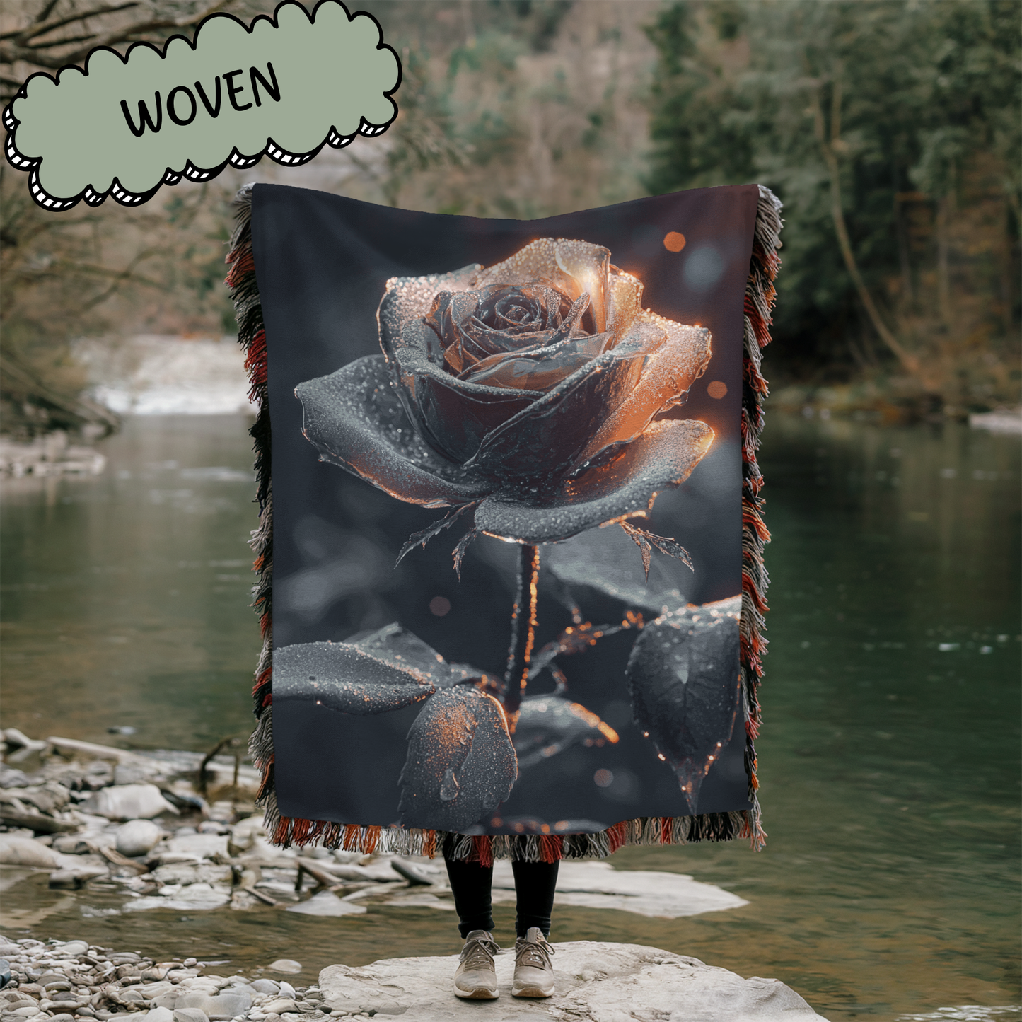 Glass Rose Woven & Sherpa Fleece Blankets