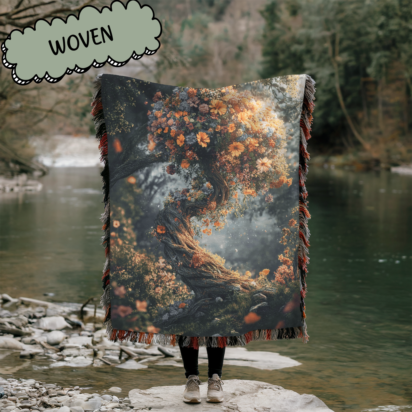 Fantasy Mystical Magical Walking Tree Woven & Sherpa Fleece Blankets