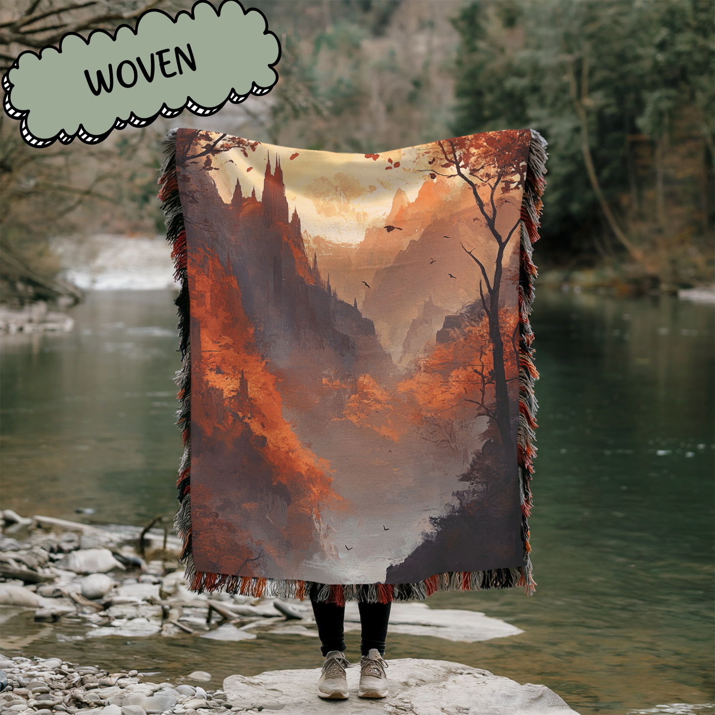 Fantasy Abstract Autumn Court Woven & Sherpa Fleece Blankets