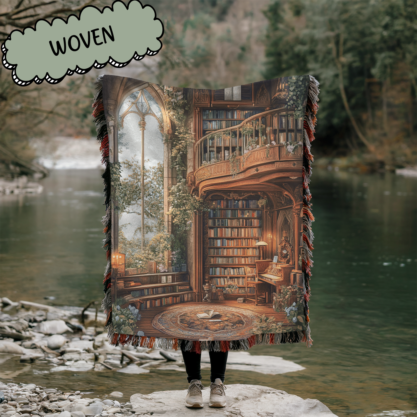 Magical Fantasy Library Woven & Sherpa Fleece Blankets