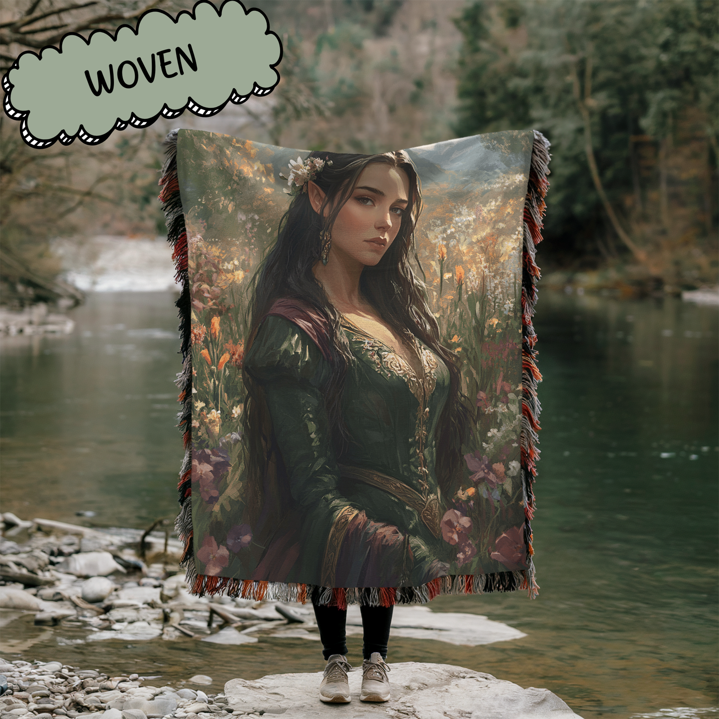 Fantasy Spring Court Fairy Woven & Sherpa Fleece Blankets