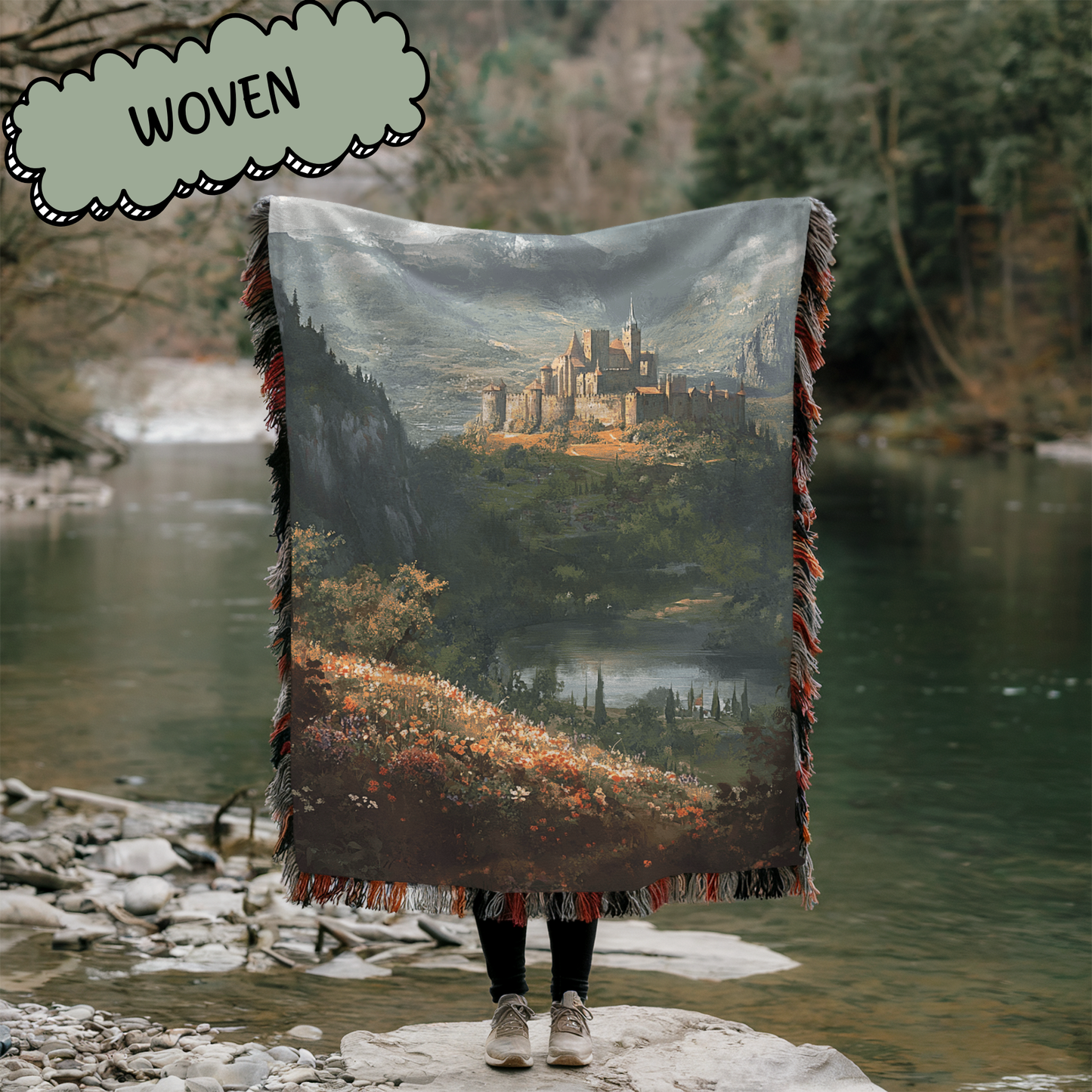 Fantasy Lush Spring Court Woven & Sherpa Fleece Blankets