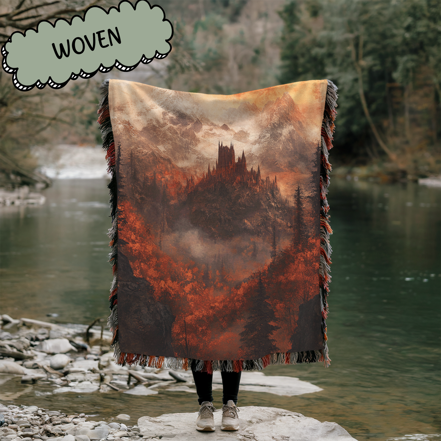 Fantasy Autumn Fae Court Woven & Sherpa Fleece Blankets