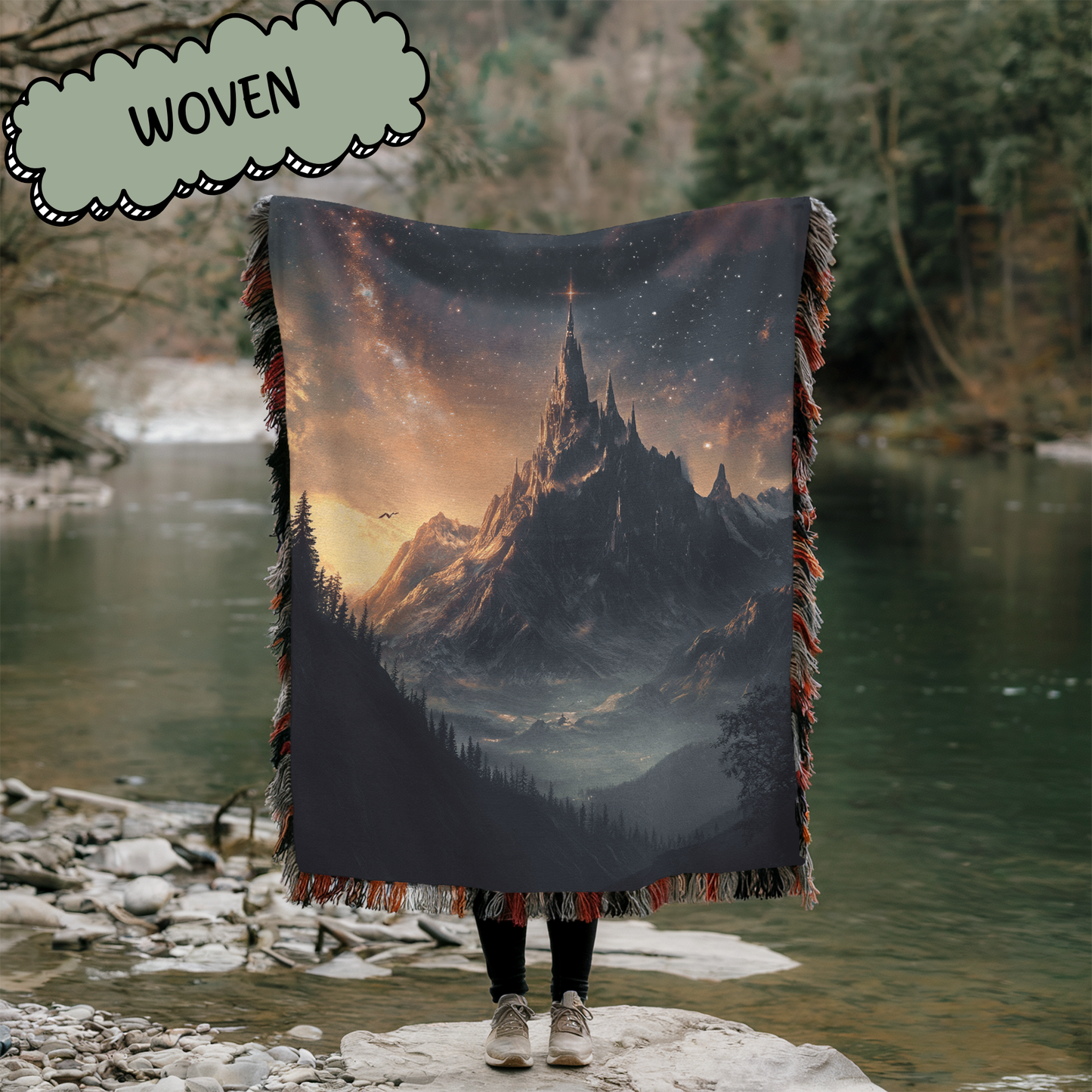 Fantasy Dark Fae Nightmare Court Woven & Sherpa Fleece Blankets