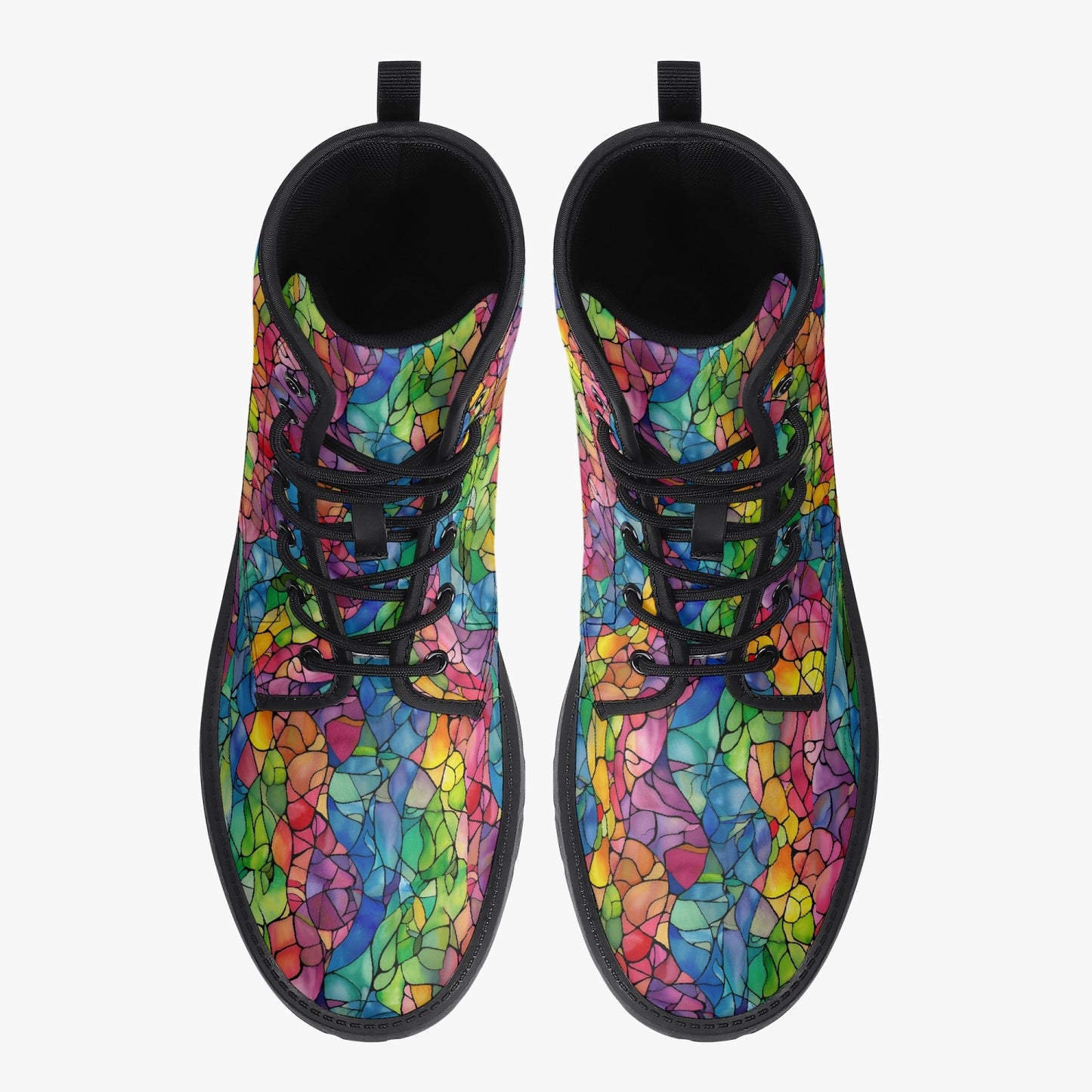 Stained Glass Leather Combat Boots