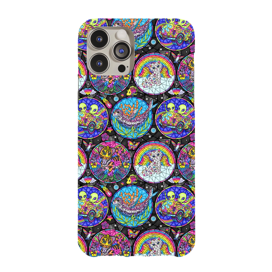 a phone case with a colorful pattern on it