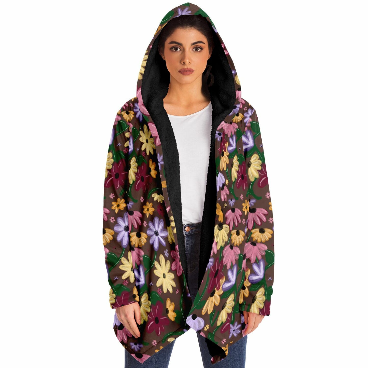 Acoustic Piano Floral Swiftie Fleece Lined Hooded Cloak