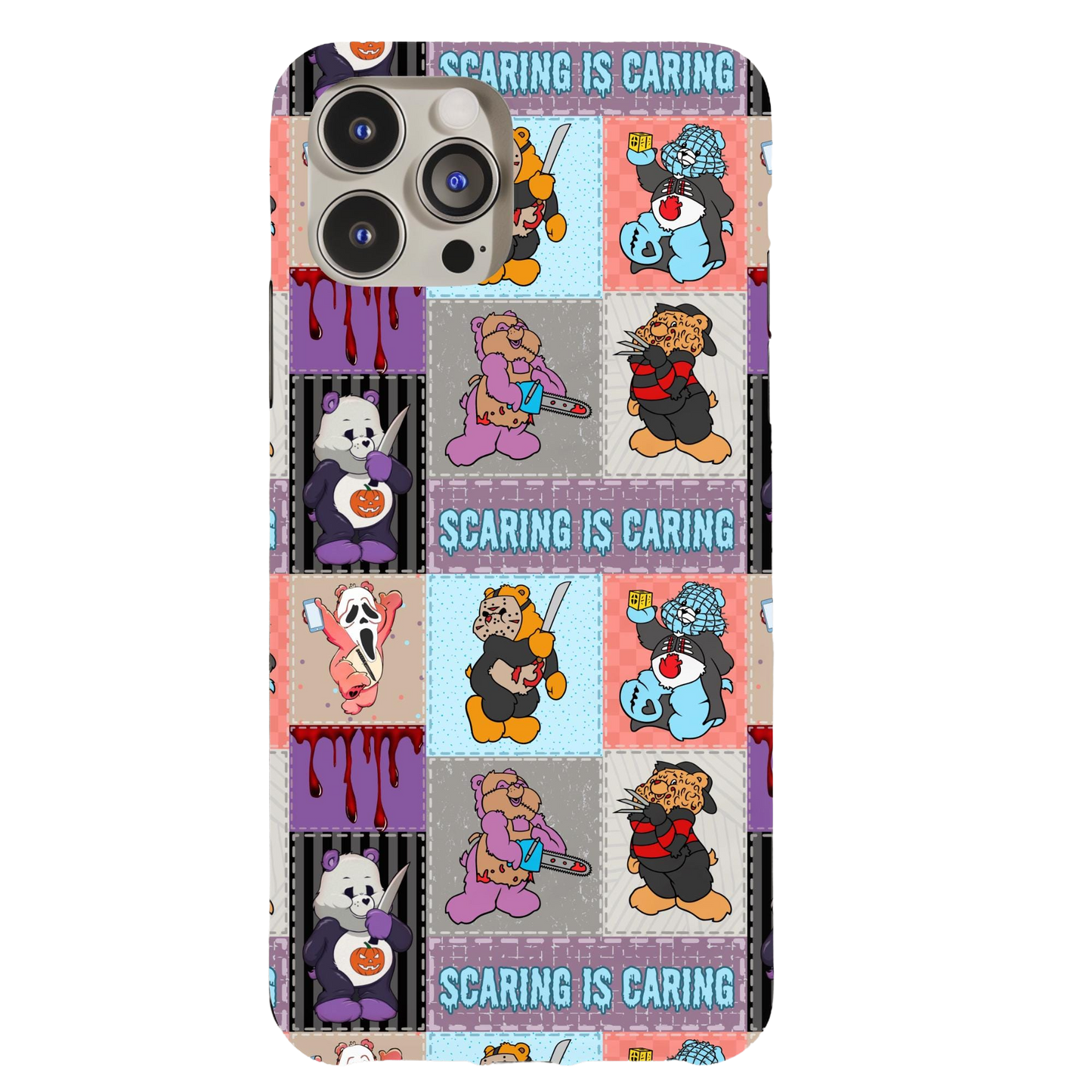 a phone case with cartoon characters on it