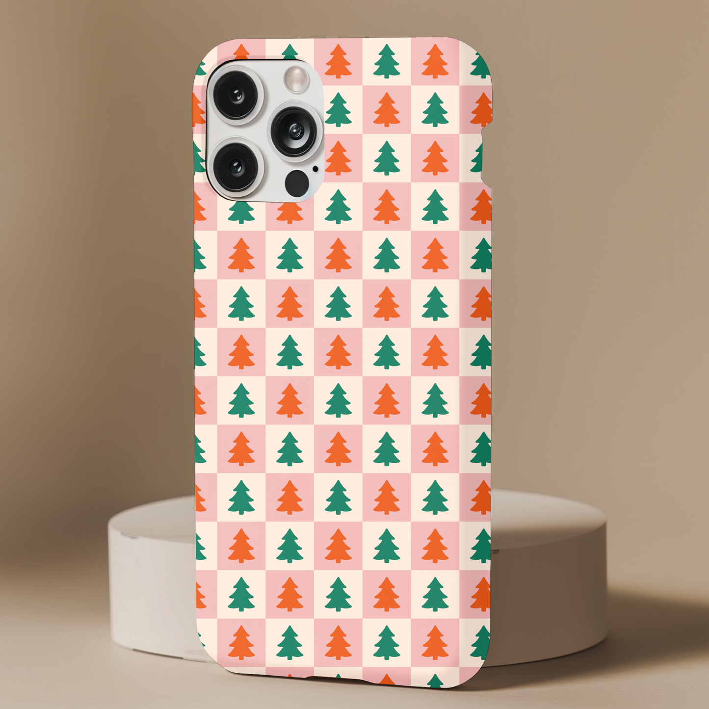 Retro Christmas Tree Checkers Phone Case