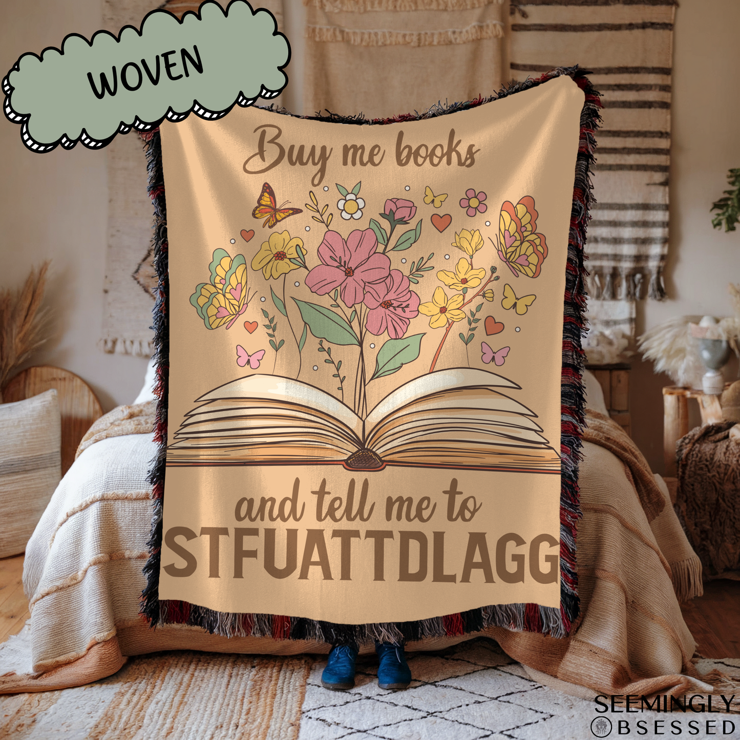 Buy Me Books and Tell Me To STFUATTDLAGG Woven & Sherpa Fleece Blankets