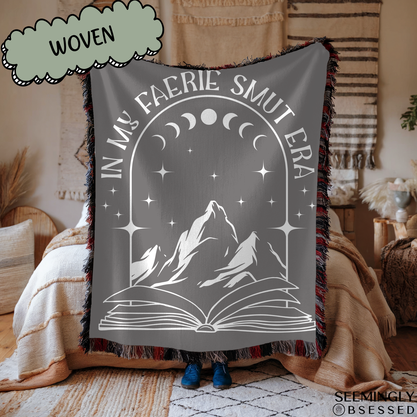 Bookish In My Faerie Smut Era Woven & Sherpa Fleece Blankets