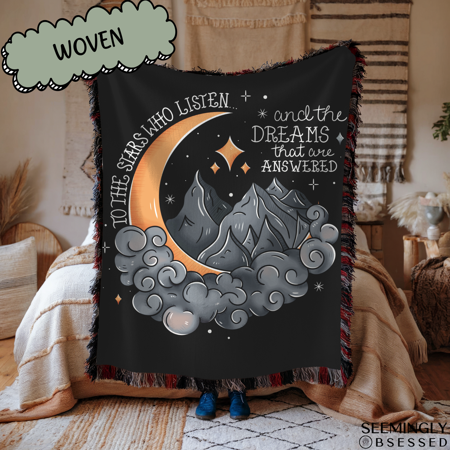 ACOTAR To The Stars Who Listen Woven & Sherpa Fleece Blankets