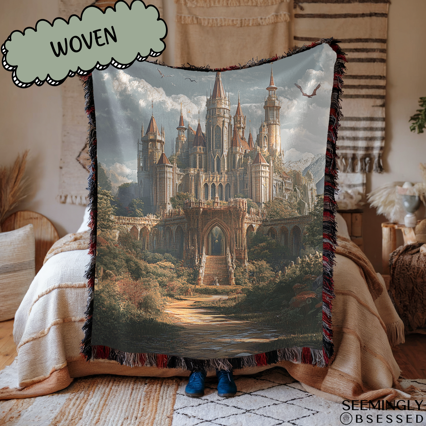 Fantasy Spring Fae Court Woven & Sherpa Fleece Blankets (Copy)