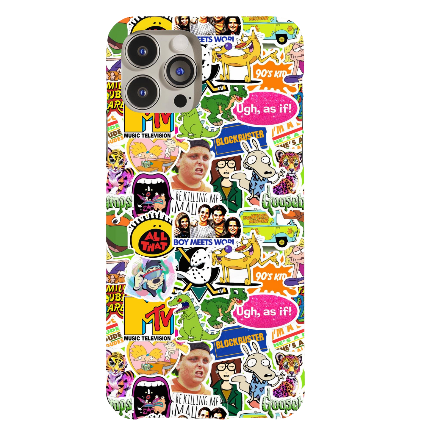 a phone case with many stickers on it