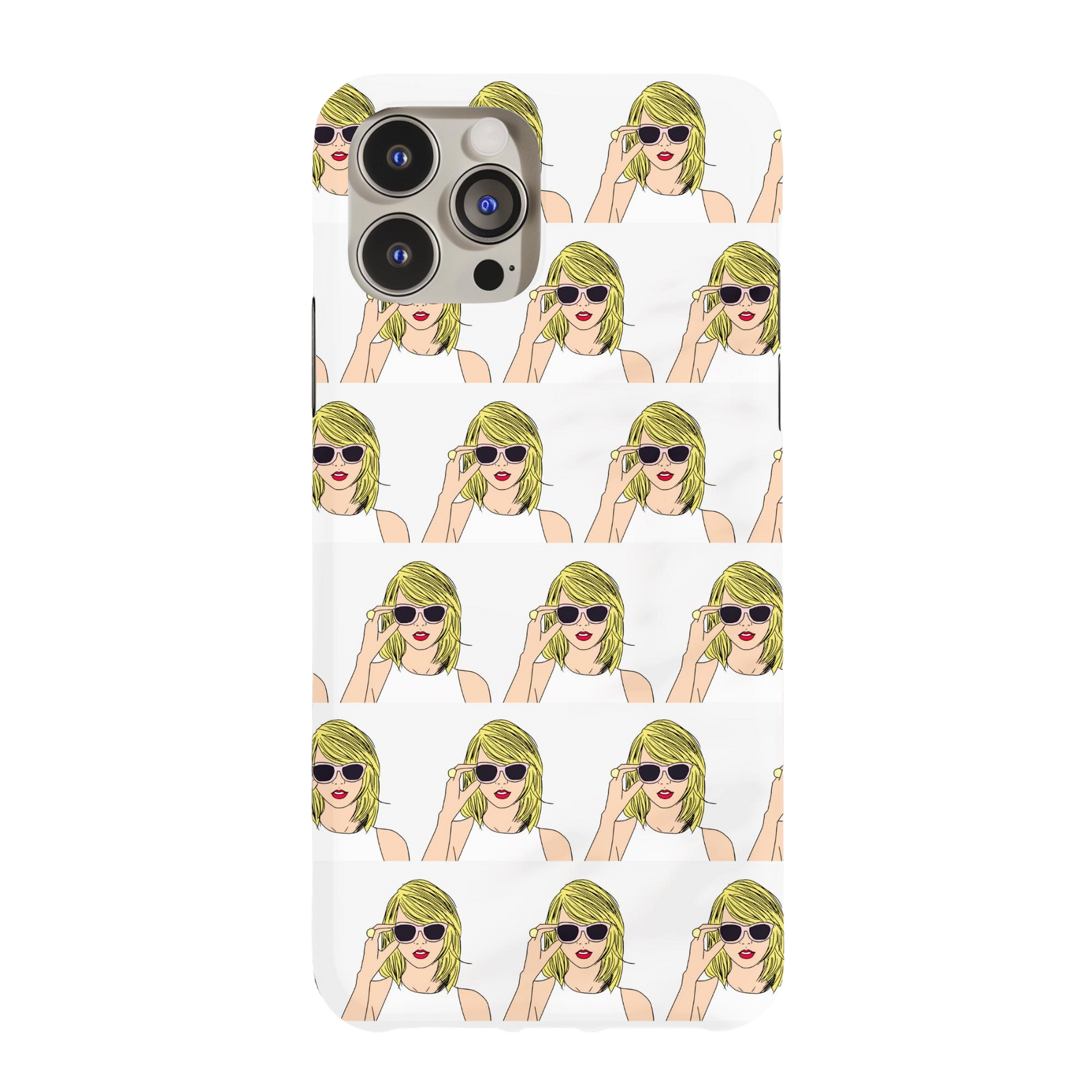 a phone case with a picture of a woman wearing sunglasses