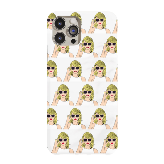 a phone case with a picture of a woman wearing sunglasses