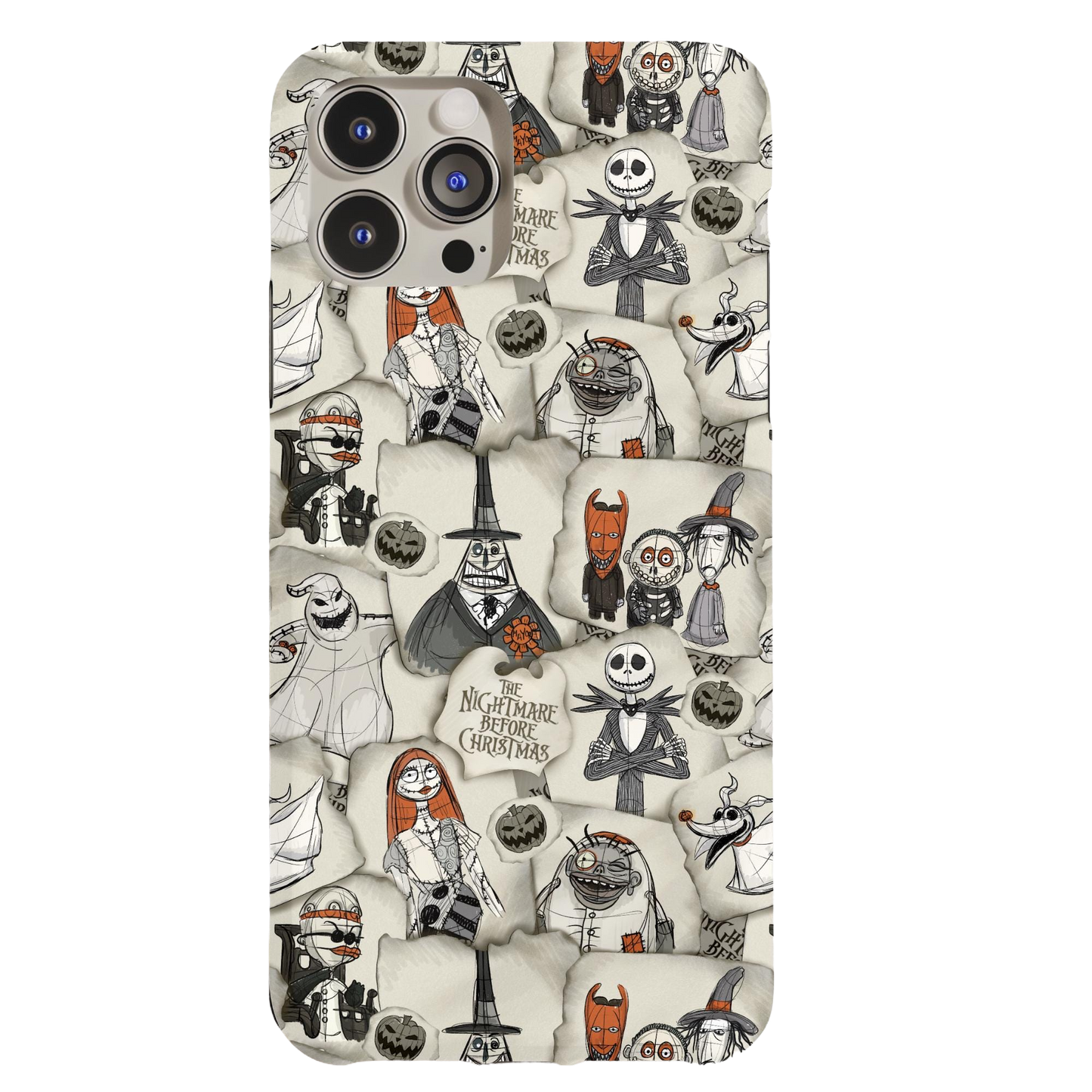 a phone case with a bunch of cartoon characters on it