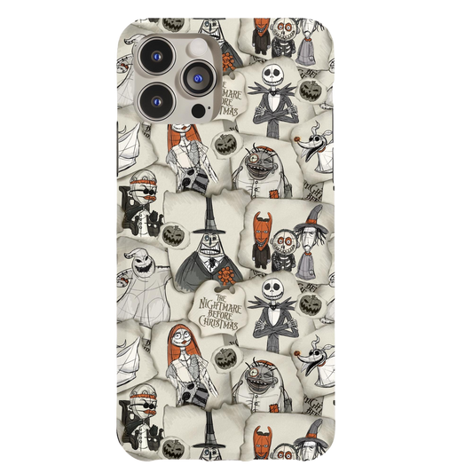 a phone case with a bunch of cartoon characters on it