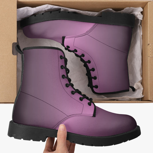 Black Pink Gradient Leather Combat Boots