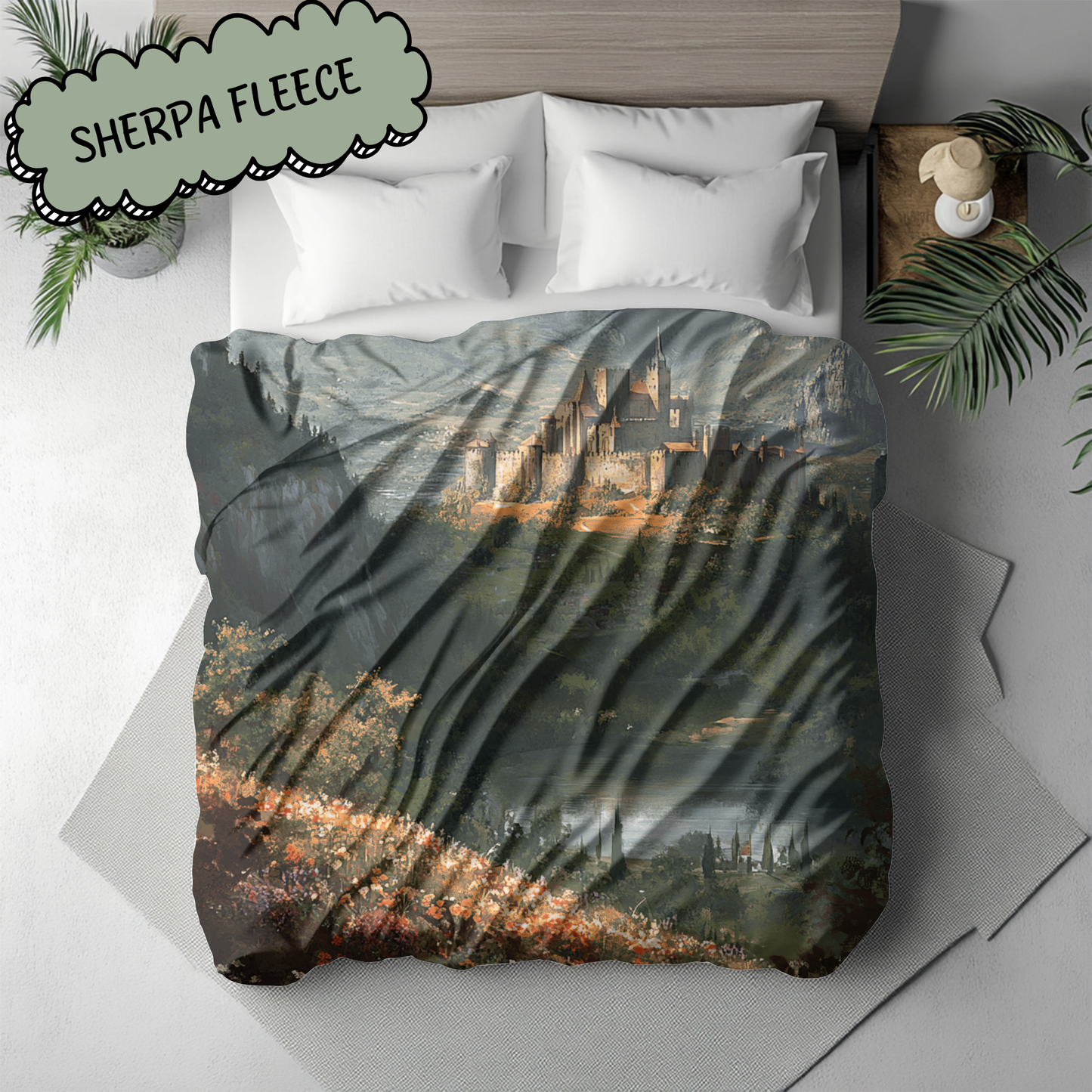 Fantasy Lush Spring Court Woven & Sherpa Fleece Blankets