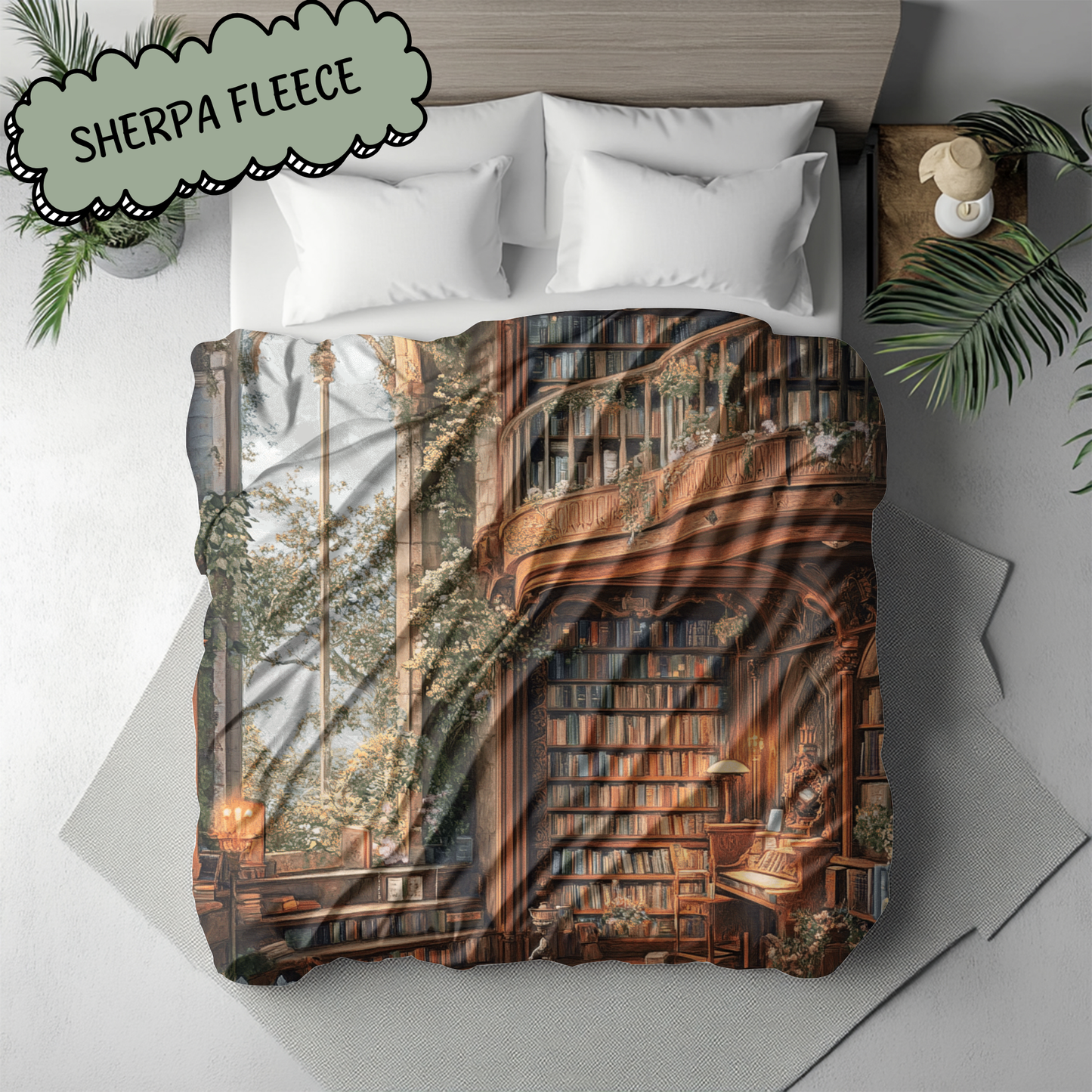 Magical Fantasy Library Woven & Sherpa Fleece Blankets