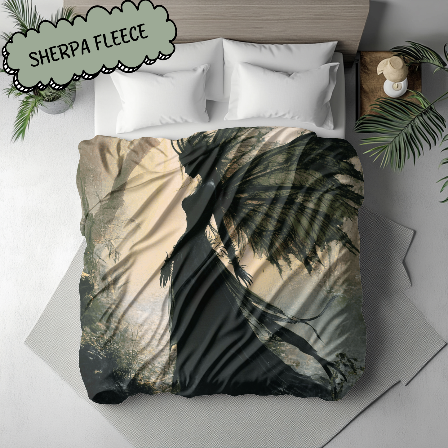 Fantasy Dark Faerie Woven & Sherpa Fleece Blankets