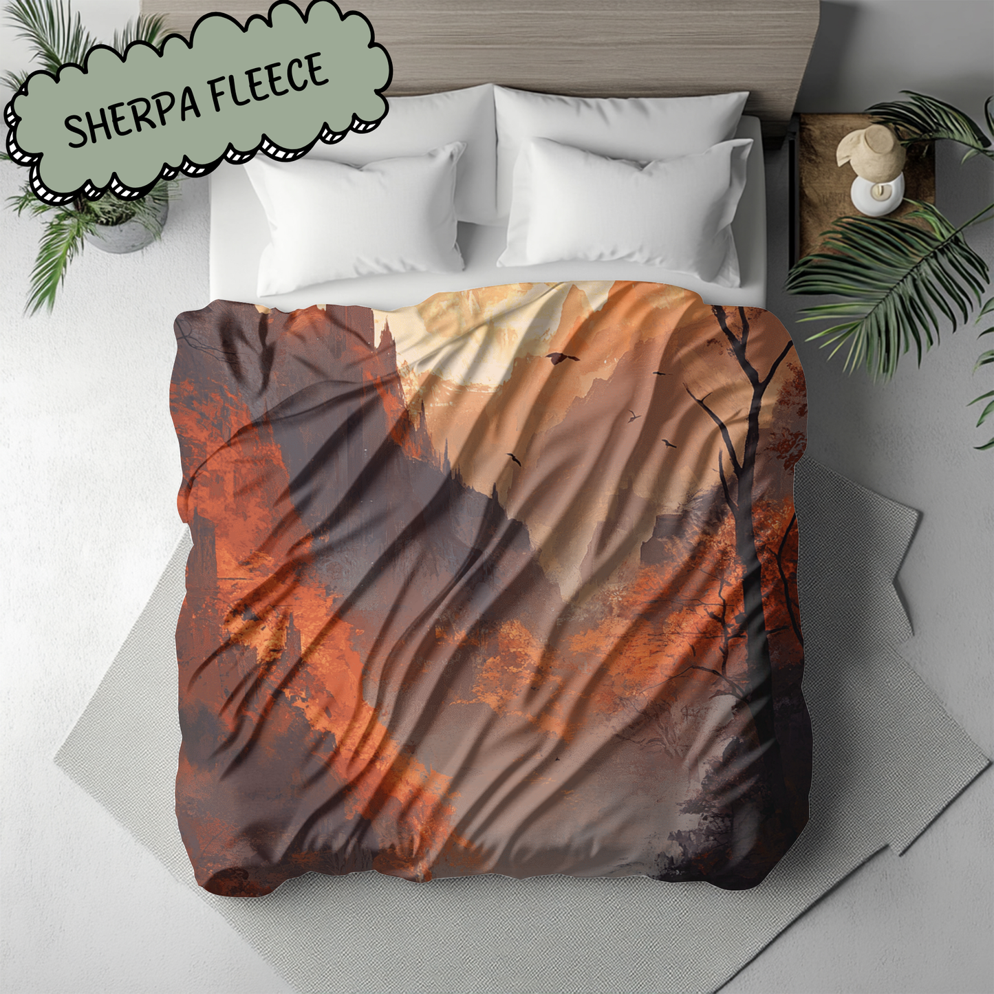 Fantasy Abstract Autumn Court Woven & Sherpa Fleece Blankets