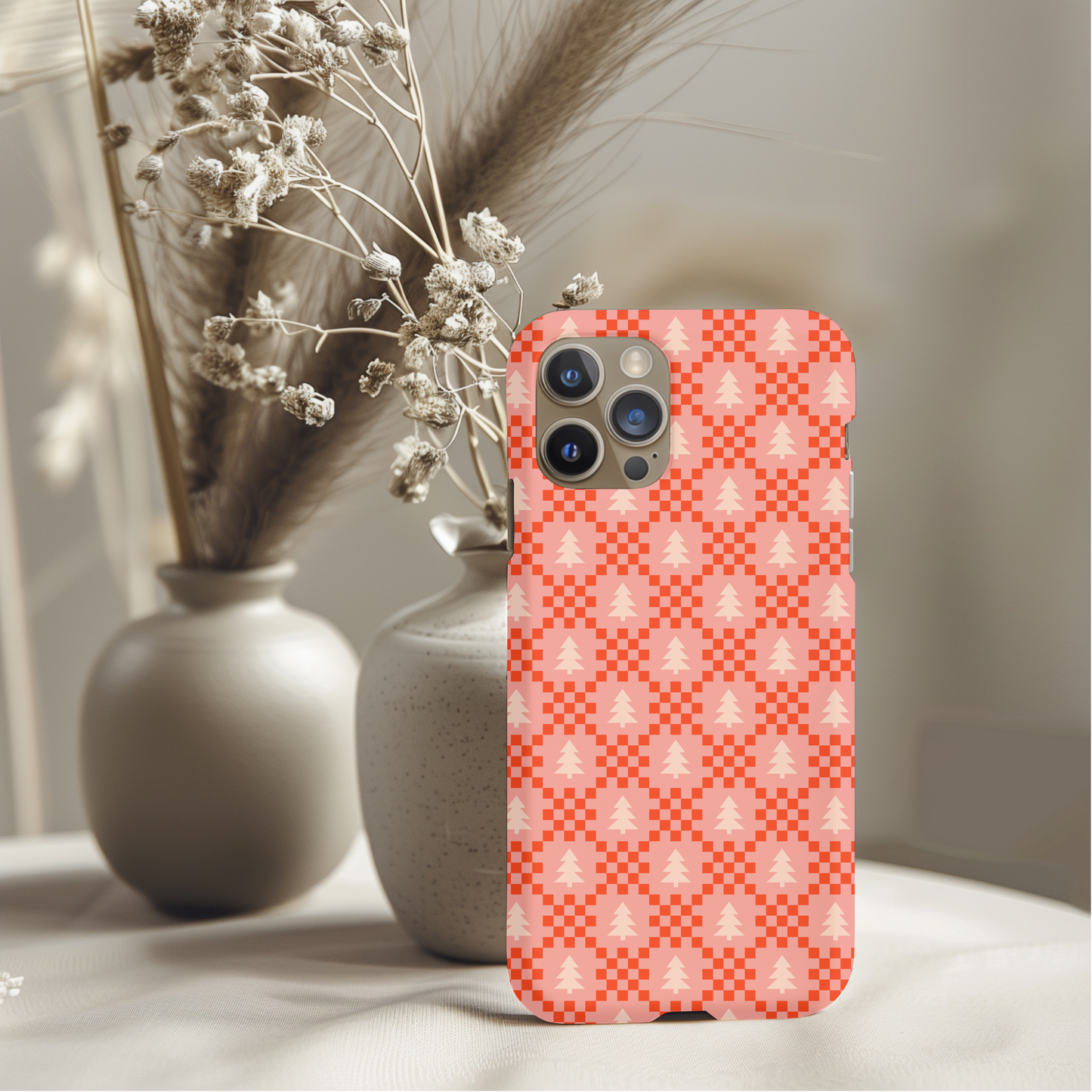 Christmas Tree Checkers Phone Case