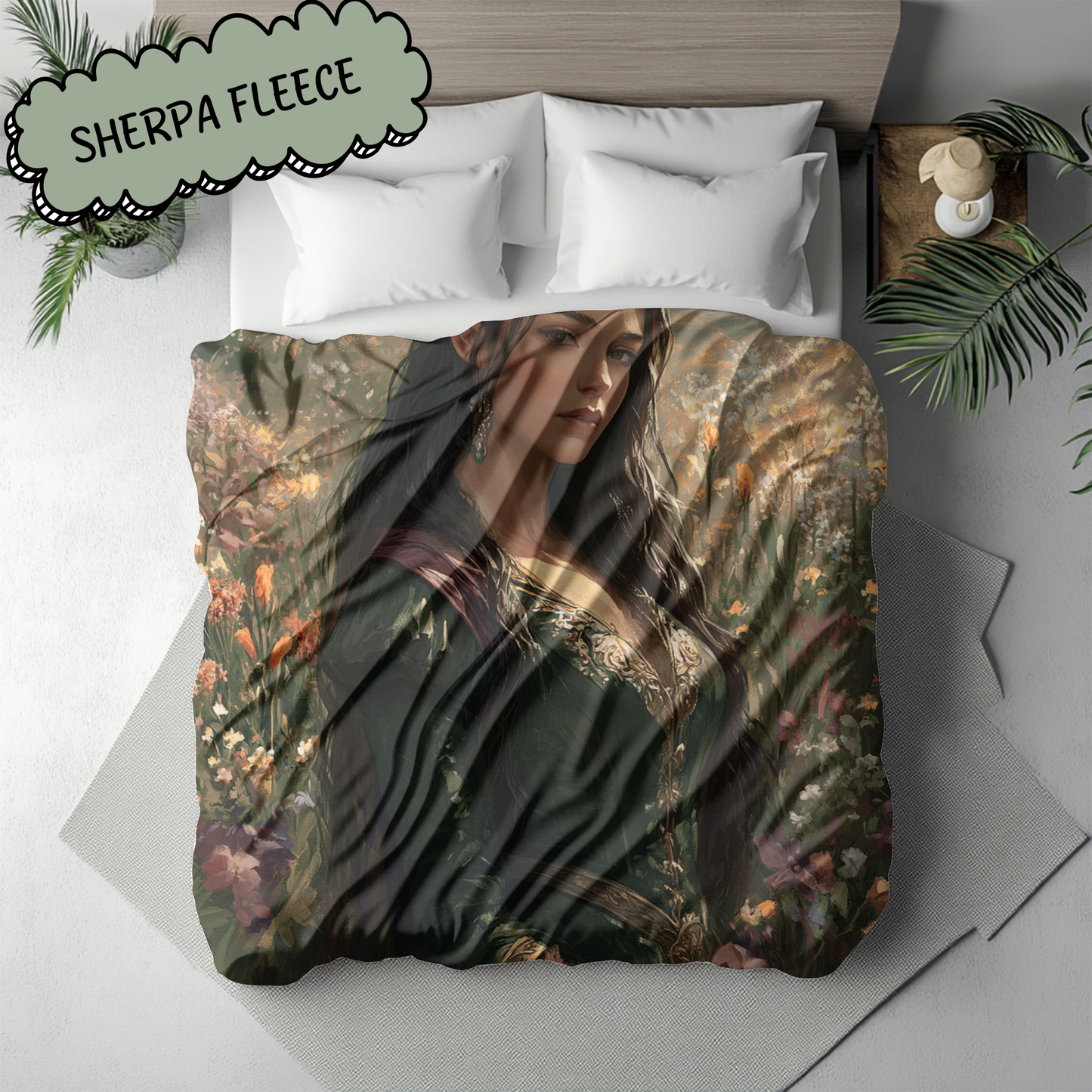 Fantasy Spring Court Fairy Woven & Sherpa Fleece Blankets